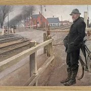Laurits Andersen Ring – Auf den Zug warten. Bahnübergang am Roskilde Highway 1914 | Giclée Kunstdruck gerahmt