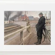 Laurits Andersen Ring – Auf den Zug warten. Bahnübergang am Roskilde Highway 1914 | Giclée Kunstdruck gerahmt