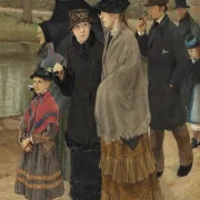 Laurits Andersen Ring | Menschen verlassen die Kirche – 1883 | Gerahmter Kunstdruck | Realismus
