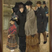 Laurits Andersen Ring | Menschen verlassen die Kirche – 1883 | Gerahmter Kunstdruck | Realismus