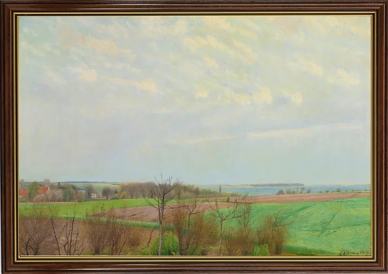 Laurits Andersen Ring | Blick auf den Roskilde Fjord, Vorfrühling – 1903 | Gerahmter Kunstdruck | Realismus