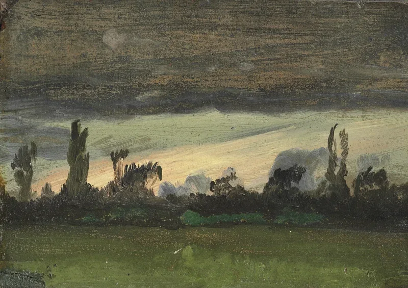 Laurits Andersen Ring | Abendlandschaft aus der Gegend von Næstved – 1880 | Gerahmter Kunstdruck | Realismus