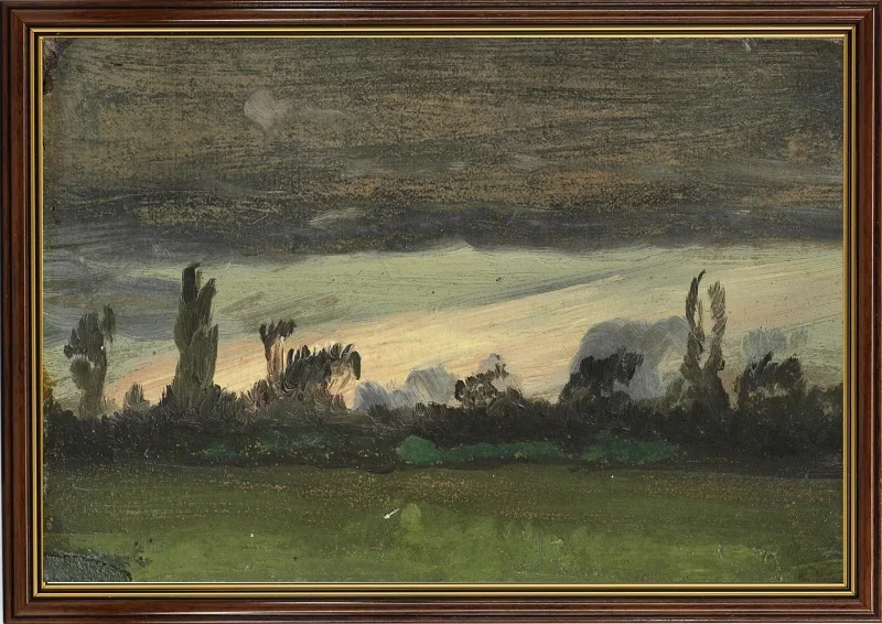 Laurits Andersen Ring | Abendlandschaft aus der Gegend von Næstved – 1880 | Gerahmter Kunstdruck | Realismus