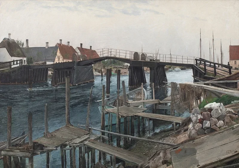 Laurits Andersen Ring | Broen ved Karrebæksminde - 1912 | Indrammet kunsttryk | Realisme