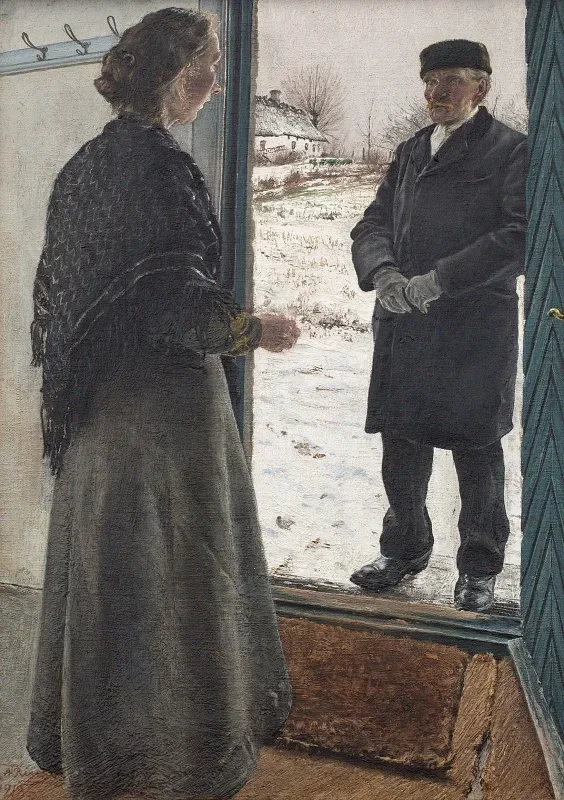 Laurits Andersen Ring | I gadedøren Baldersbrønde - 1913 | Indrammet kunsttryk | Realisme