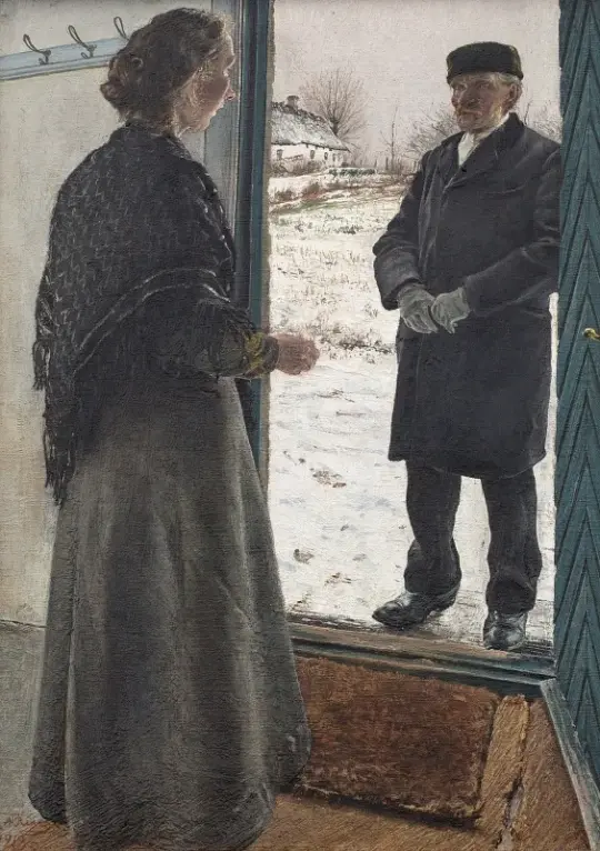 Laurits Andersen Ring | I gadedøren Baldersbrønde - 1913 | Indrammet kunsttryk | Realisme
