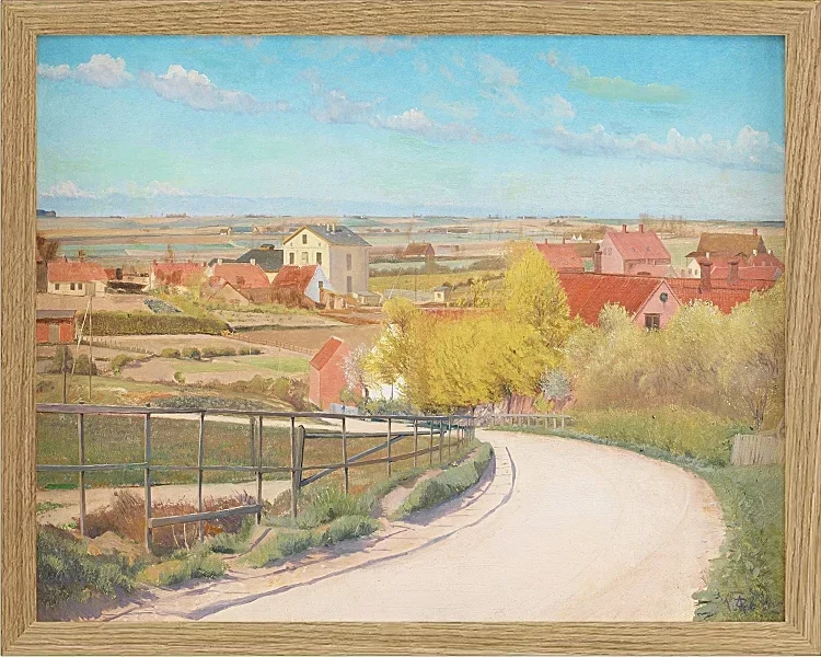 Laurits Andersen Ring – Blick von einer Straße in der Nähe von Næstved, Seeland 1892 | Giclée Kunstdruck gerahmt