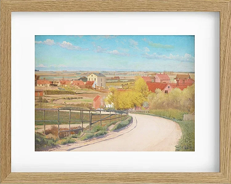 Laurits Andersen Ring – Blick von einer Straße in der Nähe von Næstved, Seeland 1892 | Giclée Kunstdruck gerahmt