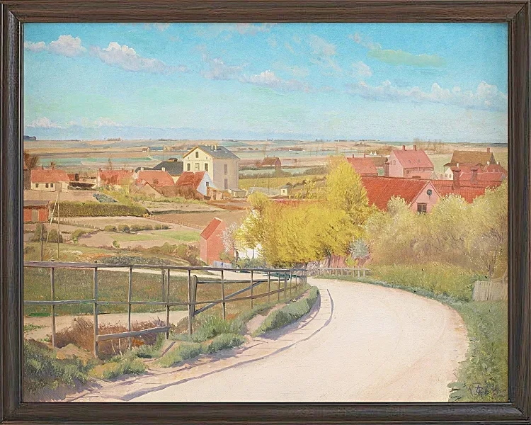 Laurits Andersen Ring – Blick von einer Straße in der Nähe von Næstved, Seeland 1892 | Giclée Kunstdruck gerahmt