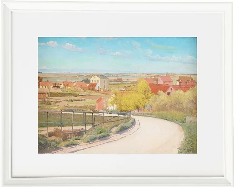 Laurits Andersen Ring – Blick von einer Straße in der Nähe von Næstved, Seeland 1892 | Giclée Kunstdruck gerahmt