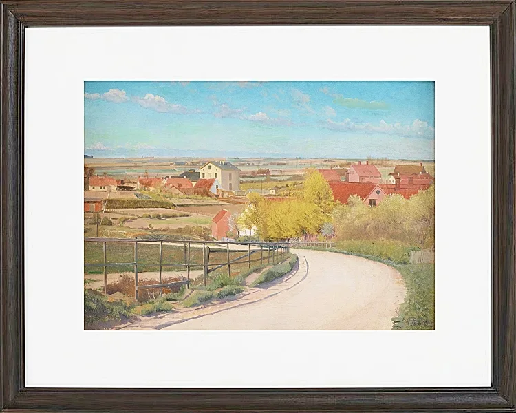 Laurits Andersen Ring – Blick von einer Straße in der Nähe von Næstved, Seeland 1892 | Giclée Kunstdruck gerahmt