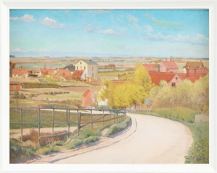 Laurits Andersen Ring – Blick von einer Straße in der Nähe von Næstved, Seeland 1892 | Giclée Kunstdruck gerahmt
