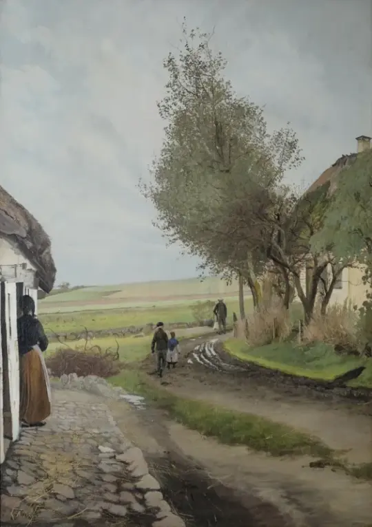 Laurits Andersen Ring | Der Vater kommt nach Hause – 1896 | Gerahmter Kunstdruck | Realismus
