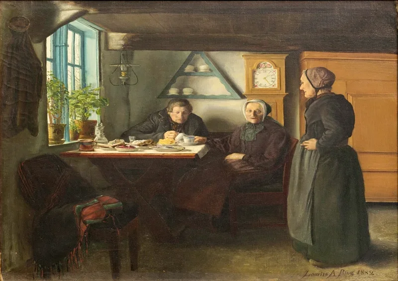 Laurits Andersen Ring | Weihnachtsbesuch – 1882 | Gerahmter Kunstdruck | Realismus