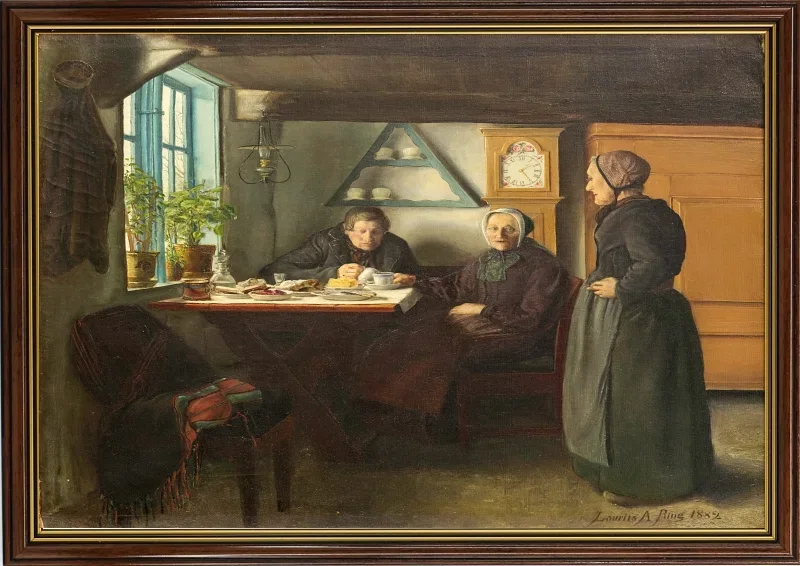 Laurits Andersen Ring | Weihnachtsbesuch – 1882 | Gerahmter Kunstdruck | Realismus