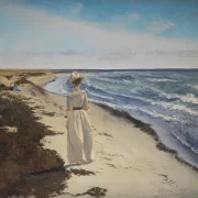 Laurits Andersen Ring – Dame am Strand von Karrebæksminde, Seeland 1898 | Giclée Kunstdruck gerahmt