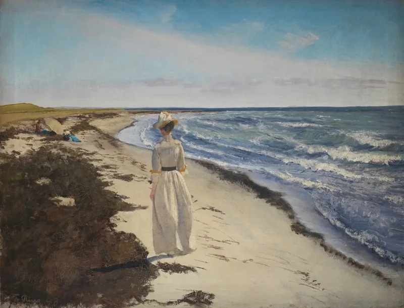 Laurits Andersen Ring – Dame am Strand von Karrebæksminde, Seeland 1898 | Giclée Kunstdruck gerahmt