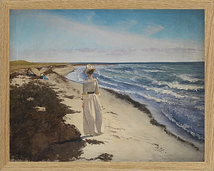 Laurits Andersen Ring – Dame am Strand von Karrebæksminde, Seeland 1898 | Giclée Kunstdruck gerahmt