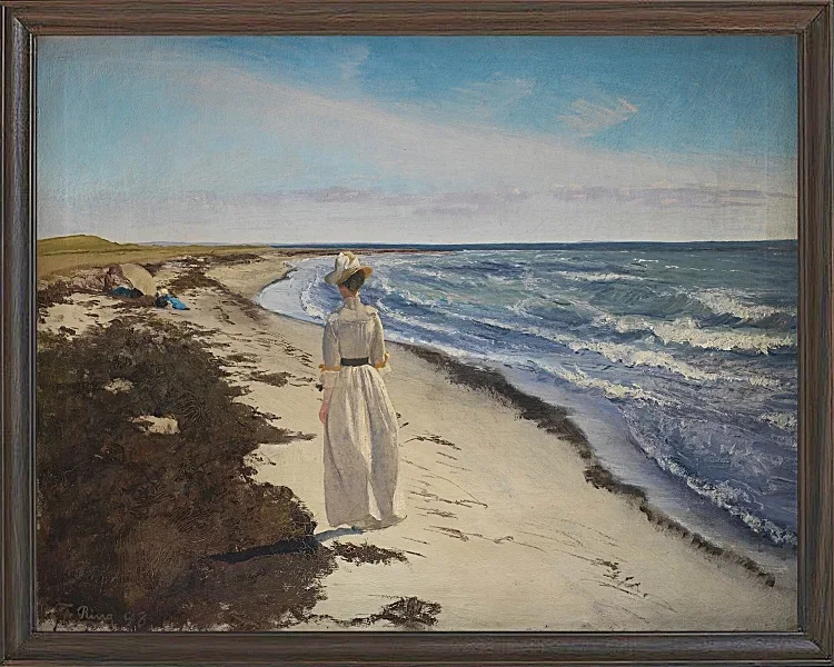 Laurits Andersen Ring – Dame am Strand von Karrebæksminde, Seeland 1898 | Giclée Kunstdruck gerahmt