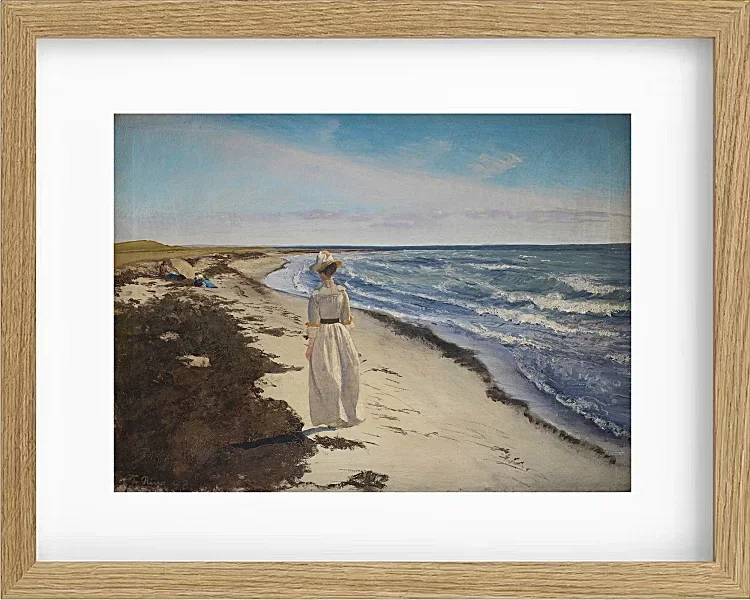 Laurits Andersen Ring – Dame am Strand von Karrebæksminde, Seeland 1898 | Giclée Kunstdruck gerahmt