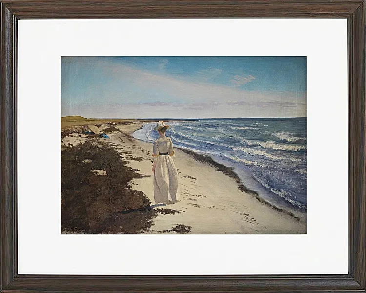 Laurits Andersen Ring – Dame am Strand von Karrebæksminde, Seeland 1898 | Giclée Kunstdruck gerahmt