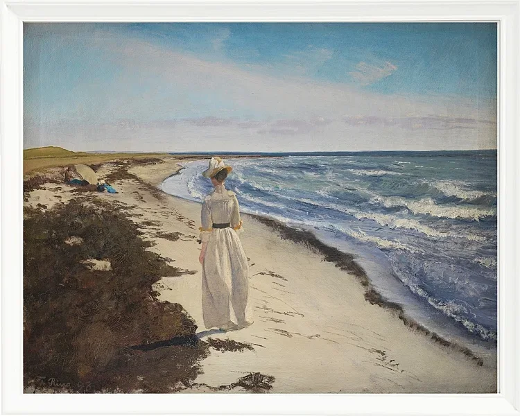 Laurits Andersen Ring – Dame am Strand von Karrebæksminde, Seeland 1898 | Giclée Kunstdruck gerahmt