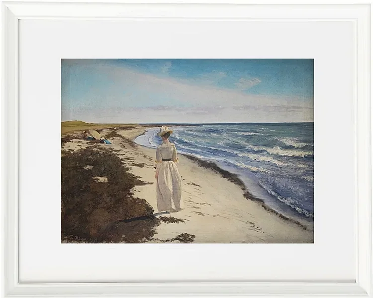 Laurits Andersen Ring – Dame am Strand von Karrebæksminde, Seeland 1898 | Giclée Kunstdruck gerahmt
