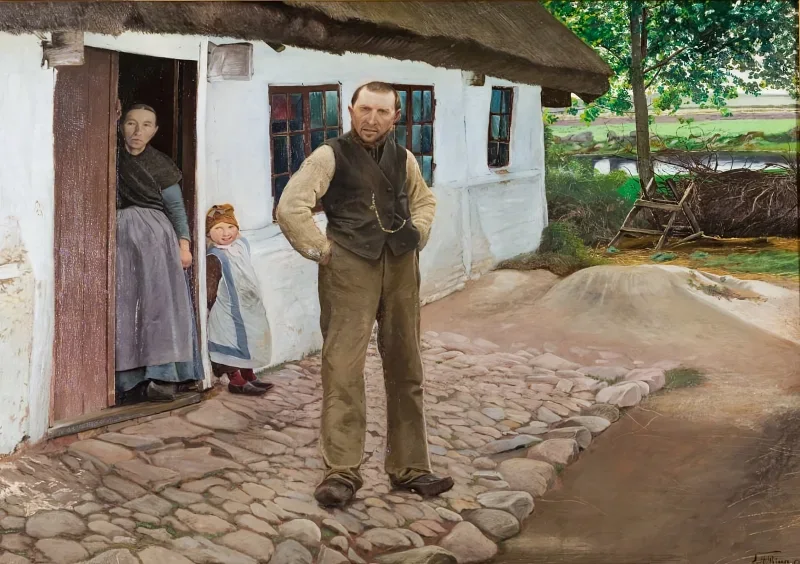 Laurits Andersen Ring | Kleinbauern – 1897 | Gerahmter Kunstdruck | Realismus