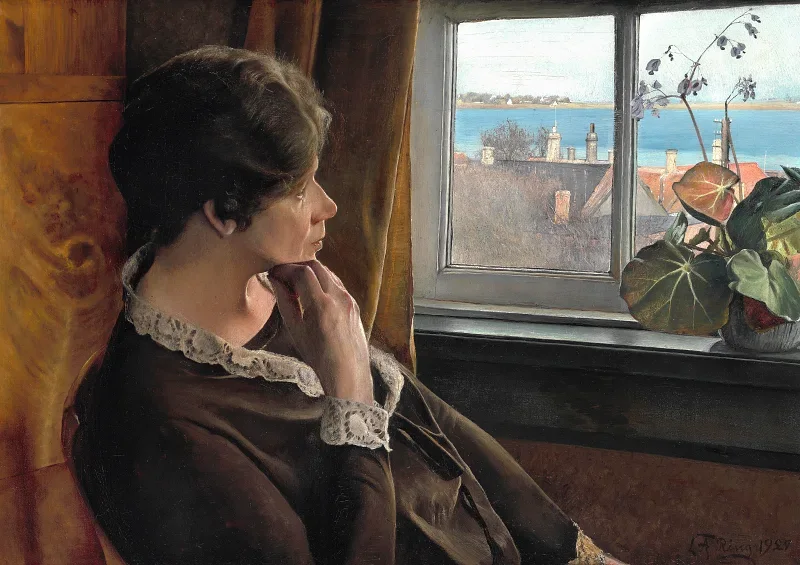 Laurits Andersen Ring | Den unge kvinde og efteråret - 1927 | Indrammet kunsttryk | Realisme