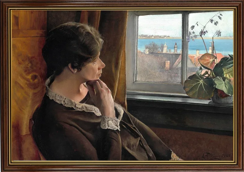 Laurits Andersen Ring | Den unge kvinde og efteråret - 1927 | Indrammet kunsttryk | Realisme