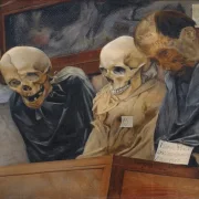 Laurits Andersen Ring | Tre kranier fra Convento dei Cappucini i Palermo – 1894 | Indrammet kunsttryk | Realisme