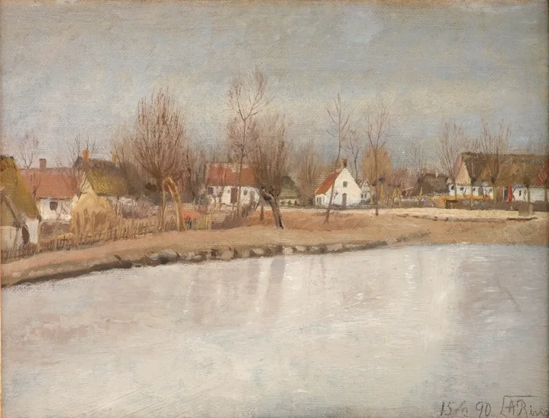 Laurits Andersen Ring – Der Dorfteich in Ring, Seeland 1890 | Giclée Kunstdruck gerahmt