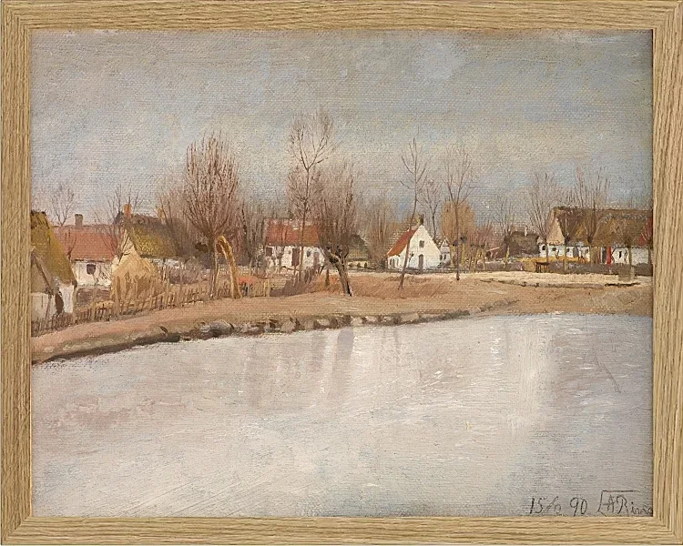 Laurits Andersen Ring – Der Dorfteich in Ring, Seeland 1890 | Giclée Kunstdruck gerahmt