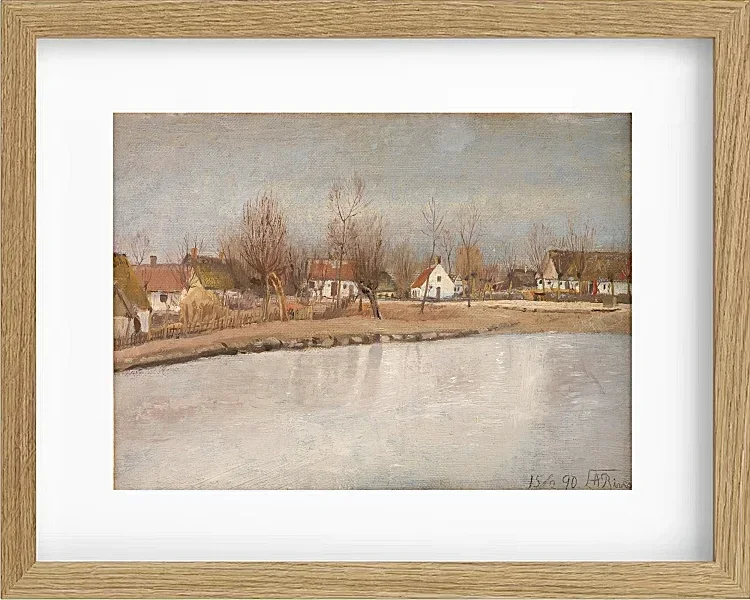 Laurits Andersen Ring – Der Dorfteich in Ring, Seeland 1890 | Giclée Kunstdruck gerahmt
