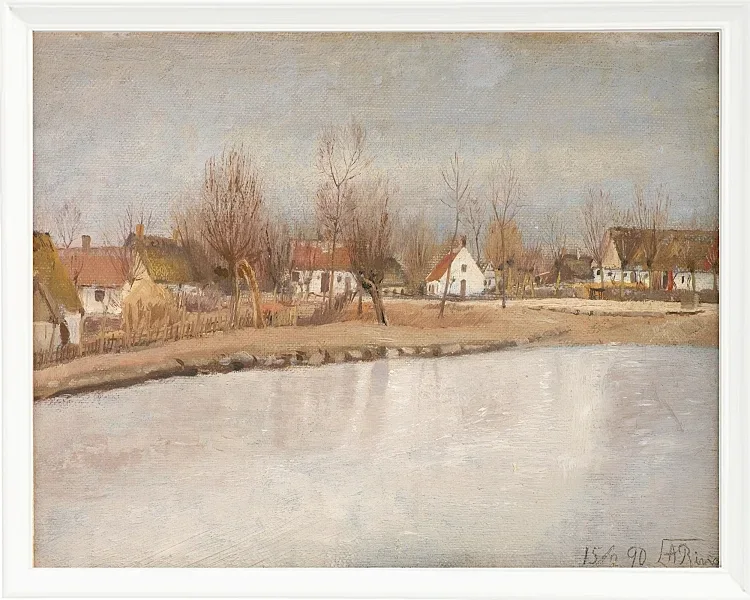 Laurits Andersen Ring – Der Dorfteich in Ring, Seeland 1890 | Giclée Kunstdruck gerahmt