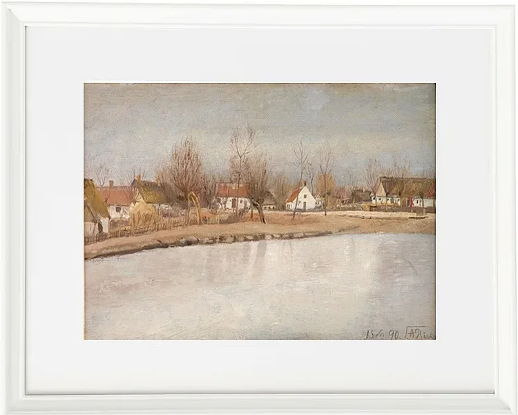 Laurits Andersen Ring – Der Dorfteich in Ring, Seeland 1890 | Giclée Kunstdruck gerahmt