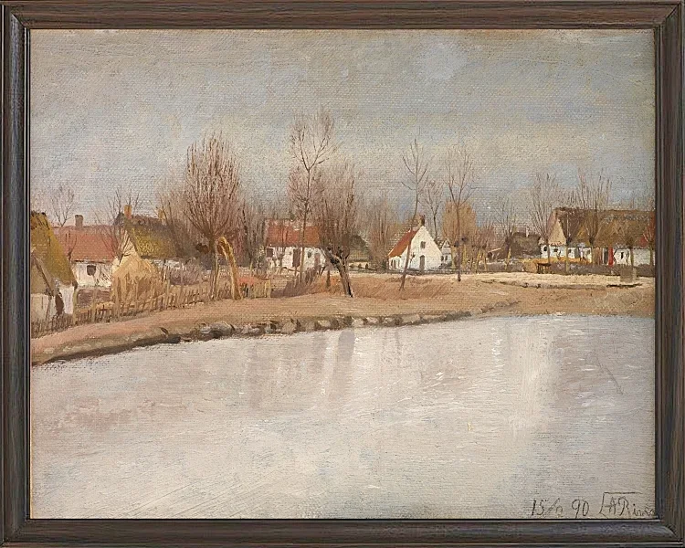 Laurits Andersen Ring – Der Dorfteich in Ring, Seeland 1890 | Giclée Kunstdruck gerahmt