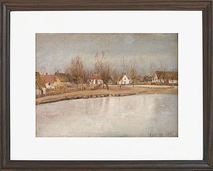 Laurits Andersen Ring – Der Dorfteich in Ring, Seeland 1890 | Giclée Kunstdruck gerahmt