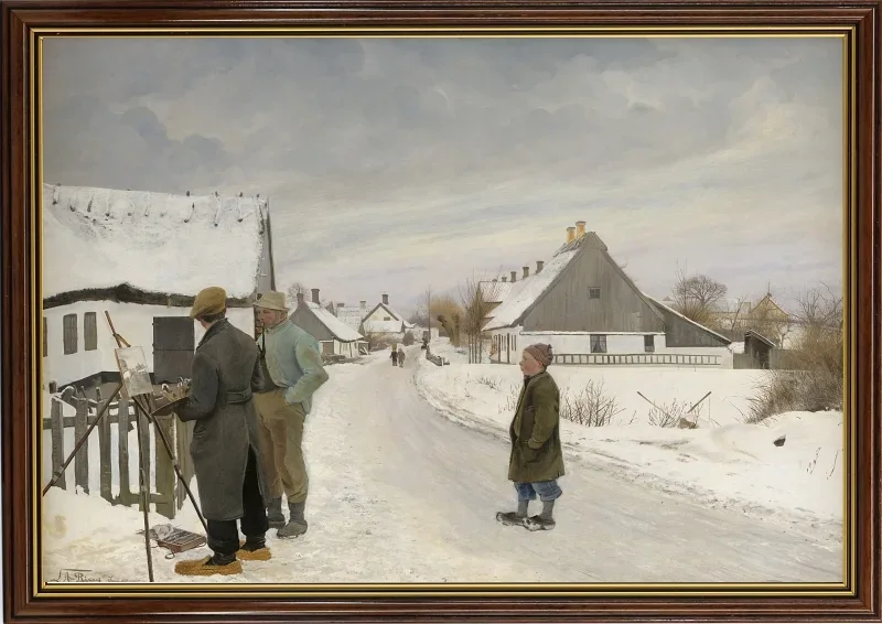Laurits Andersen Ring | Maleren i landsbyen -1897 | Indrammet kunsttryk | Realisme