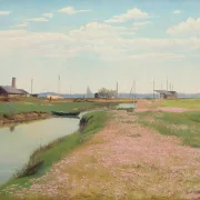Laurits Andersen Ring – Der Fluss und der Hafen von Frederiksværk 1900 | Giclée Kunstdruck gerahmt