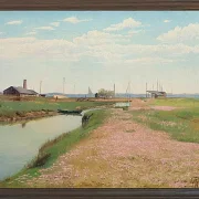 Laurits Andersen Ring – Der Fluss und der Hafen von Frederiksværk 1900 | Giclée Kunstdruck gerahmt
