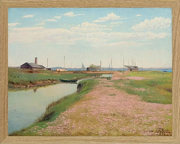 Laurits Andersen Ring – Der Fluss und der Hafen von Frederiksværk 1900 | Giclée Kunstdruck gerahmt