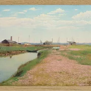 Laurits Andersen Ring – Der Fluss und der Hafen von Frederiksværk 1900 | Giclée Kunstdruck gerahmt
