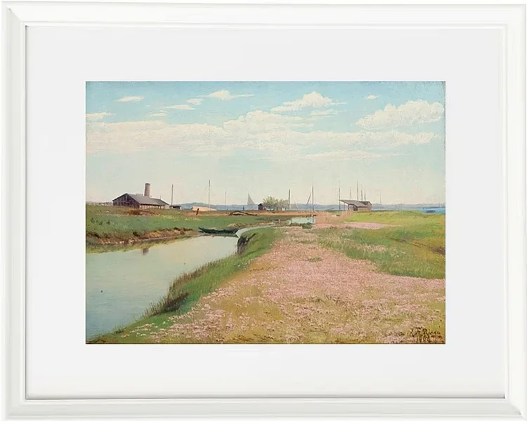 Laurits Andersen Ring – Der Fluss und der Hafen von Frederiksværk 1900 | Giclée Kunstdruck gerahmt