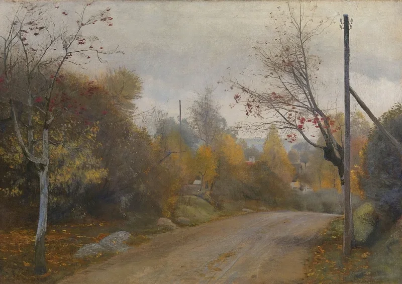 Laurits Andersen Ring | Vejen ved Mogenstrup Sjælland, efterår – 1888 | Indrammet kunsttryk | Realisme