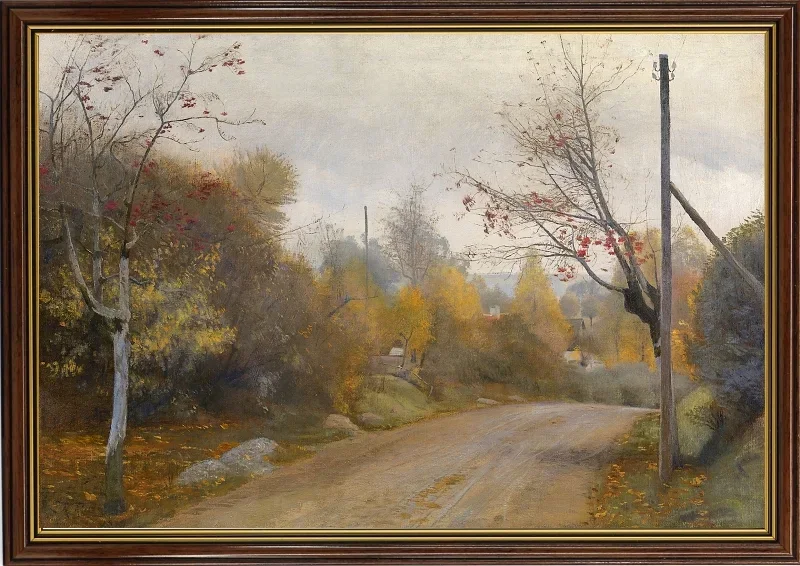 Laurits Andersen Ring | Vejen ved Mogenstrup Sjælland, efterår – 1888 | Indrammet kunsttryk | Realisme