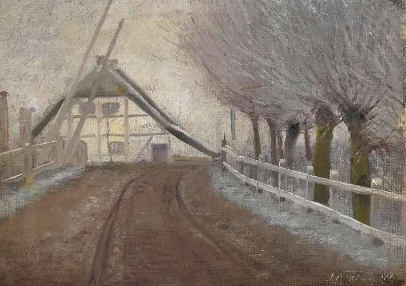 Laurits Andersen Ring | Der Bahnübergang in der Nähe von L. A. Rings Elternhaus – 1890 | Gerahmter Kunstdruck | Realismus