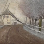 Laurits Andersen Ring | Der Bahnübergang in der Nähe von L. A. Rings Elternhaus – 1890 | Gerahmter Kunstdruck | Realismus