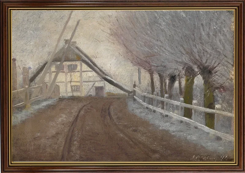 Laurits Andersen Ring | Der Bahnübergang in der Nähe von L. A. Rings Elternhaus – 1890 | Gerahmter Kunstdruck | Realismus