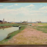 Laurits Andersen Ring | Åen og havnen ved Frederiksværk – 1900 | Indrammet kunsttryk | Realisme
